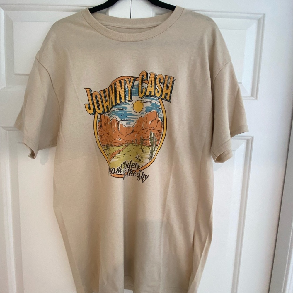 Johnny Cash Graphic Beige T-Shirt